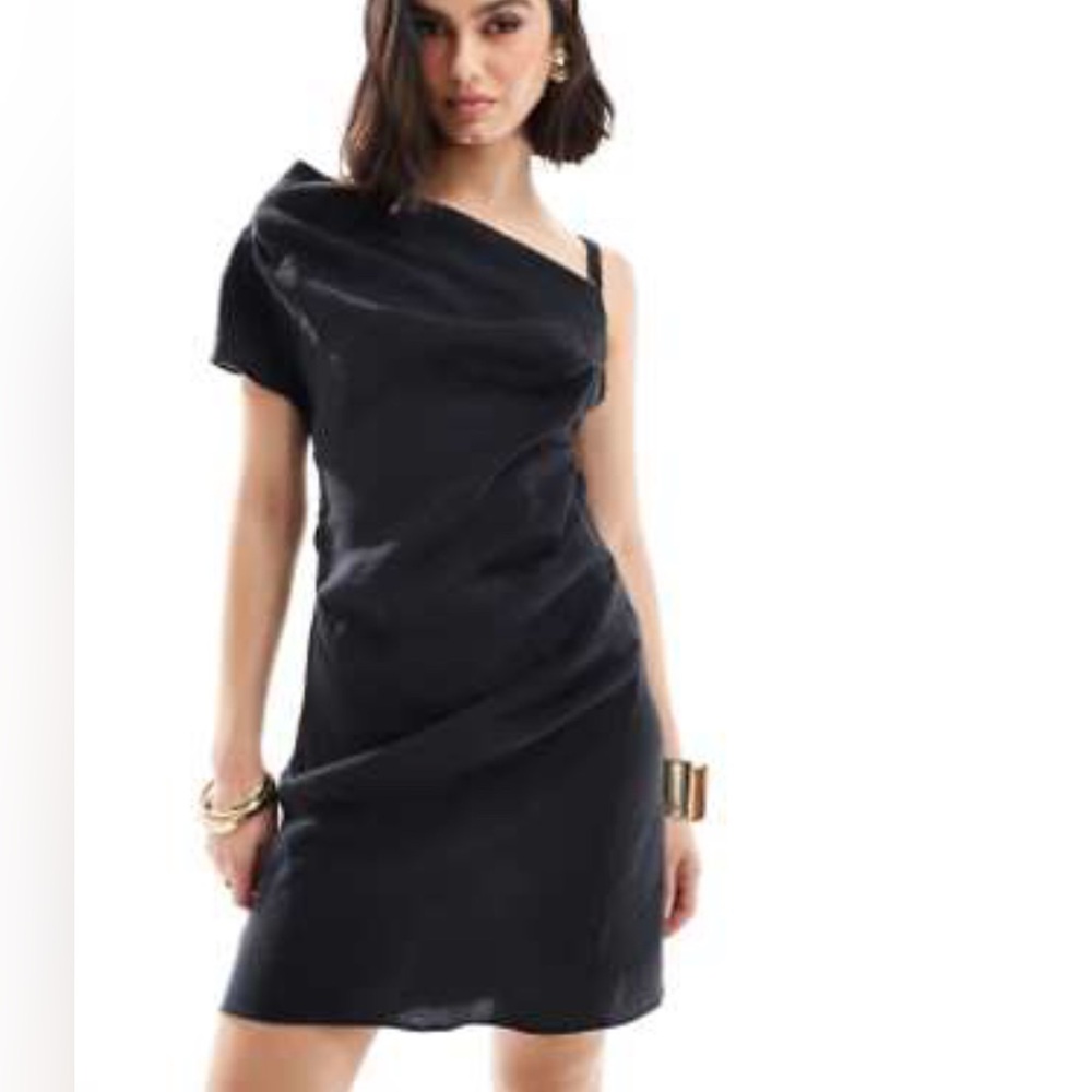 ASOS NWT Black One Shoulder Mini Dress Size 4